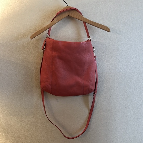 Coach Isabelle Pebbled Leather Hobo Crossbody Tote Purse Burnt Orange Red - Picture 7 of 15